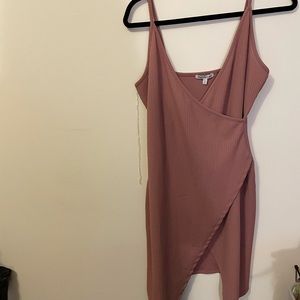 Pink body con wrap dress
